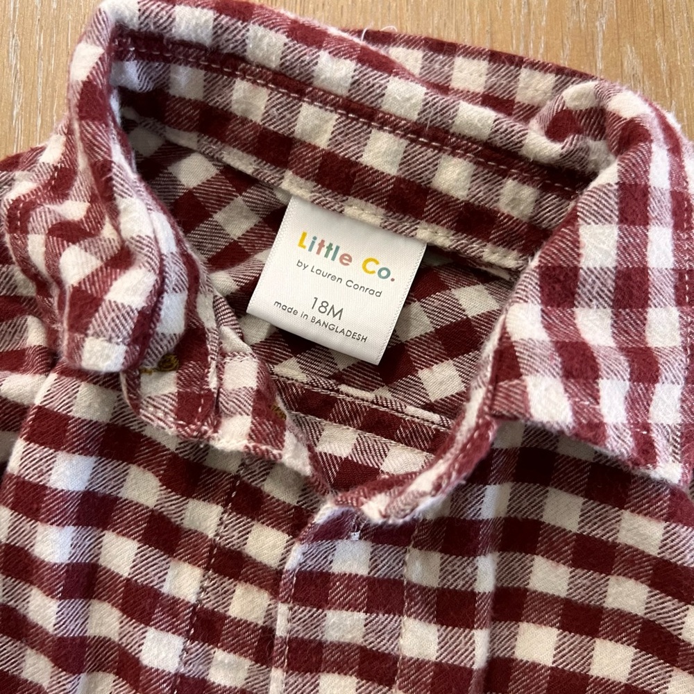 Boys Christmas shirt bundle 18 months buffalo plaid and gingham little co - Picture 4 of 4